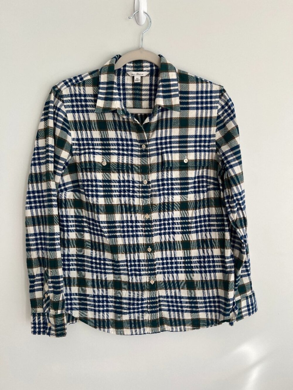 L.L. Bean Signature Women's Plaid Cotton Flannel Shirt - Size 10